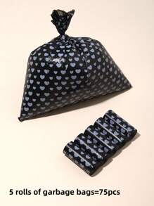 75pcs/5 Rolls Disposable Trash Bags, Heart Pattern For Baby Diaper Change, Portable For Car, Suitable For Stroller, Living Room, Bathroom, Nursery Cleaning, Random Color - Multicolor - View 12