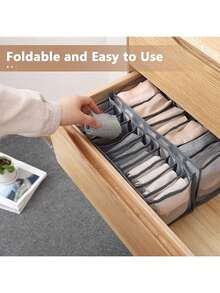 3pcs Foldable Divided Storage Box, Underwear Organizer For Bra, Panty, Socks, Random Color (White, Grey, Beige, Black, Etc.) - Multicolor - View 3