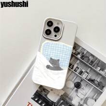 Funda protectora para phone con diseño de gatito durmiendo, con orificios grandes. Compatible con phone 16 Pro Max, 16, 15 Pro, 14, 14 Plus/14 Pro Max, 13, 13 Pro, 12 Pro, 11/11 Pro. Regalos para cumpleaños y festividades - Blanco - Ver 3