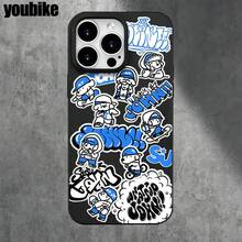Funda protectora para phone con diseño de letras inglesas azules y orificios grandes. Compatible con phone 16 Pro Max, 16, 15 Pro, 14, 14 Plus/14 Pro Max, 13, 13 Pro, 12 Pro y 11/11 Pro. Regalos para cumpleaños y festividades - Negro - Ver 3