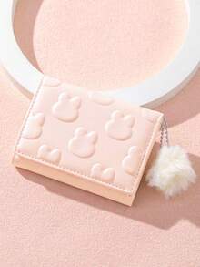 1pc Lotus Pink Rabbit Coin Purse Fresh And Sweet Niche Design For Women Money Wallet Mini Wallet Purse Wallet Fall Autumn Cute Wallet Small Wallet Y2K - Dusty Pink - View 1