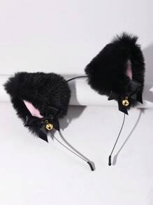 2 件套派对装扮角色扮演狐狸耳铃头饰 + 铃铛项链组合万圣节女巫 - 黑色 - 查看 5
