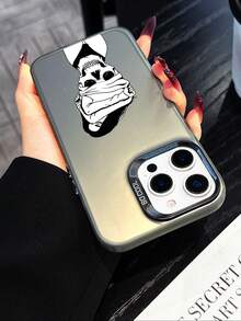 1pc Sexy Woman Skeleton Pattern Luxury Silver-Color IMD Thick Shockproof Anti-Fall TPU Phone Case, Compatible With IPhone/ Series - Black - View 2