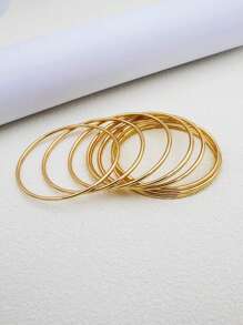 10pcs Women's Minimalist Smooth Silver Color Bangle Bracelet, Gift For Ladies And Girls, Valentine's Day Present