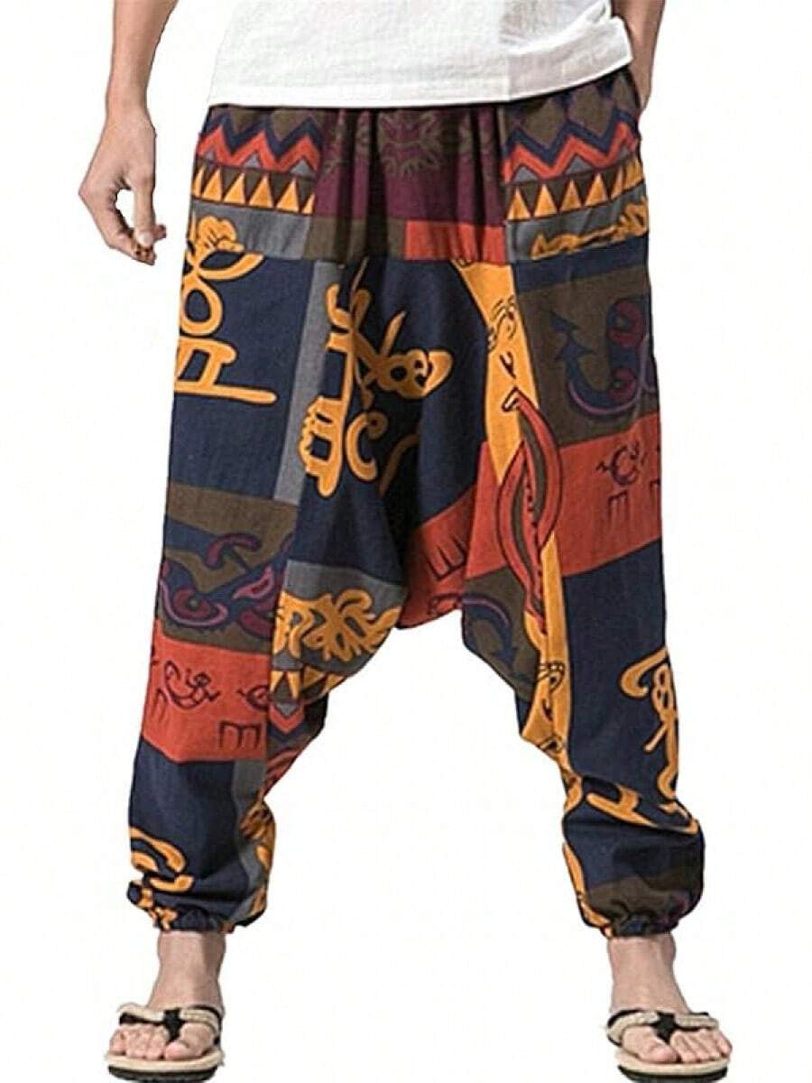 Mens Womens Harem Pants Loose Fit Boho Yoga Hippie  Drop Crotch Trousers-20256688 - phong cách 1 - Xem 1