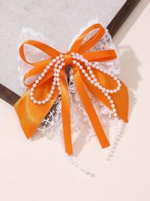 1pc Girl Lace Bow Pearl Hair Clip - Bow - View 18