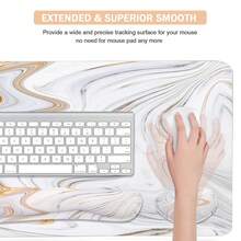 Large Keyboard Mouse Pad Set, Extended Mouse Pad+Keyboard Wrist Rest Support, Memory Foam Ergonomic Easy Typing, 4Pcs (35.4*15.9 In) Desk Pad Set For Home Office Study Game - Colorful-671326 - WhiteMarble - View 6
