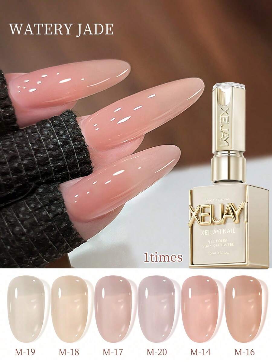 XEIJAYI 1pc Watery Jade Gel Pure Nail Polish Gel Nail Add Semi-Permanent Soak Off UV LED Construction Gel Varnish - 彩色 - 查看 1