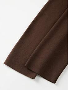 FOR BEAUTY 女士V领不规则纽扣针织开衫，长袖上衣，棕色，时尚简约，优雅休闲，百搭宽松风格，适合日常通勤，毛衣外套，秋冬季，新年必备 - 棕色 - 查看 9