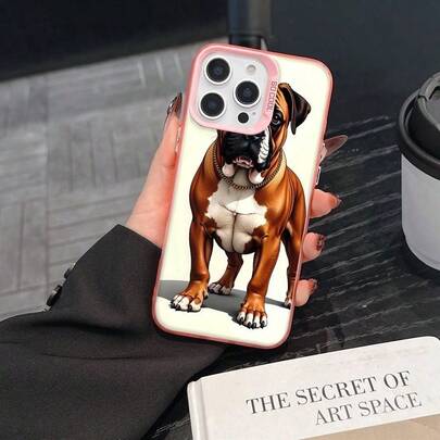 Stylish Boxer Dog Design Phone Case For  16 Pro Max 15 Plus 14 13 12 11 XS Max XR X Lightweight Shockproof Non-Yellowing High-Quality Protective Cover  Bulldog Art Shell