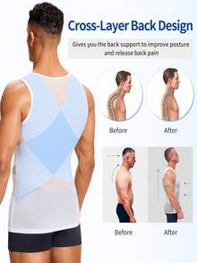 Body Shaper Compression Vest Undershirt Seamless Waist TrainerTank Top Belly Control WorkoutShapewear Men Swear Slim Fit Menswear Socks - White - View 5