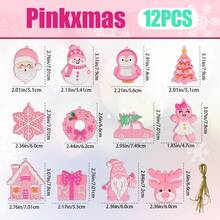 Pink Christmas Tree Decorations - 12/24pcs PVC Pink Christmas Tree Ornaments, Suitable For Decorating Christmas Trees, Santa Claus, Gingerbread Houses, Etc., Ideal Christmas Gift Choice. - Pink - View 9