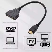 Cable de conexión para computadora de alta definición HD.MI uno a dos de 1 m, calidad de imagen ultra clara, compatible con computadoras, caja secreta de Hua.wei, caja de Xiao.mi, LeTV, videojuegos PS.4 y otros dispositivos de interfaz HD.MI. - Negro - Ver 4