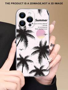 1pc Coconut Shadow Pattern Phone Case, Fashionable Minimalist Transparent Phone Cover, Full Lens Protection, Compatible With Iphone 16/15/14/13/12/11 Pro Max/X/XS/XS MAX/7/8/PLUS And Series, Great Gift For Coworkers, Friends, Family, Couples, Birthdays, Holidays - Clear - View 3