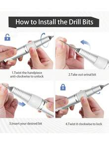 专业电动指甲钻机刀套装指甲胶抛光机沙龙设备强力抛光工具 35000RPM 电动指甲钻机修甲修脚专业美甲车床低噪音刀头指甲锉套装 - 彩色 - 查看 3