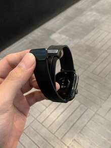 1件男女通用運動透氣矽膠磁吸錶帶，適用於 Watch Smart Band Fit 1/Fit 2/Fit 3/Fit 4/4Pro/Fit 5 手環 - 黑色 - 查看 3