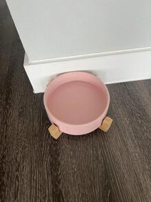 Ceramic Cat Dog Bowl Dish With Wood Stand No Spill Pet Food Water Feeder Cats Small Dogs