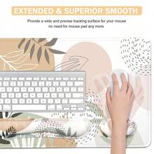 Large Keyboard Mouse Pad Set, Extended Mouse Pad+Keyboard Wrist Rest Support, Memory Foam Ergonomic Easy Typing, 4Pcs (35.4*15.9 In) Desk Pad Set For Home Office Study Game - Colorful-671326 - Leave - View 6