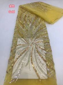 手工串珠法国蕾丝面料 2026 蓝色高品质非洲蓝色亮片蕾丝刺绣尼日利亚婚礼蕾丝材料缝纫 1 码/5 码 - 彩色 - 查看 2