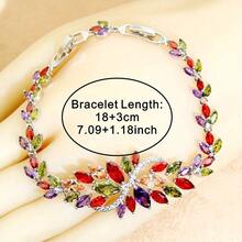 1pc Luxury Banquet Accessory Copper Bangle With Colorful Cubic Zirconia Bracelet, Elegant Jewelry For Women, Suitable For Wedding, Festival Celebration, Valentine's Day Gift