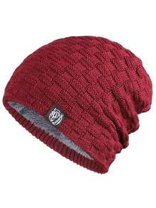 1PC针织帽女棉帽加绒加厚羊毛帽秋冬保暖护耳防寒帽柔软休闲温暖舒适适合滑雪跑步男女成人针织帽