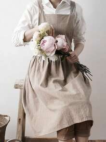 1 件简约法式复古艺术风格围裙，适合花店和咖啡师，适合所有季节家庭厨房、户外露营和野餐、咖啡 - 彩色 - 查看 9