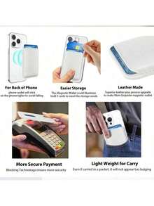Magnetic Wallet Phone Card Holder, With Magnetic Function, Compatible With IPhone 16/15/14/13/12 Pro/Pro Max/Plus/Mini Series Phone Cases, Women's Wallet, Mini Wallet, Card Holder, Autumn Wallet (The Magnetic Force May Weaken Over Time With Use, We Appreciate Your Understanding) - White - View 5