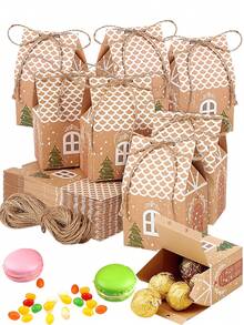 24pcs Christmas Cookie Boxes, Christmas Candy Box, House Shaped Christmas Gift Boxes, For Christmas Candy, Treats, Biscuits, Christmas Stocking Stuffing, Advent Calendar