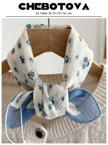 1条女士纹理小围巾/手帕/头巾，多功能印花亚麻围巾/颈巾/手帕，欧美风格，适合夏季沙滩裙 - 彩色 - 查看 7