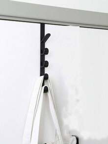 2pcs/1pc Multi-Functional Over-The-Door Hook Rack, White Hat Holder, Suitable For Home Decor, Holiday Decor, Room Decor, Bedroom Decor, Dresses, Pants, Shoes, Jeans, Boots, Skirts, Can Be Used For Bedroom Storage, Organization, Home Storage, Can Hang White T-Shirts, Black Pants, Women's Winter Clothes, Dresses, 5 Hooks, Vertical Door-Mounted Hooks, Can Be Used To Hang Coats, Hats, Bathrobes, Bags, Towels - Multicolor - View 4