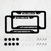2 Pieces,  License Plate Frame, Cute Cat License Plate Frame, Pet Animal Car Logo Cover, Fun Car Decoration, With Screws 6 3 X 12. 2inch