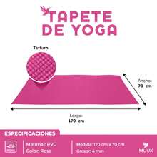 MUUK FITNESS Alfombrilla de Yoga 170 x 70 cm – Grosor 4 mm, Tapete para Yoga, Pilates, Fitness y Ejercicio, Antideslizante, Plegable y Fácil de Transportar, PVC Resistente y a Prueba de Agua, Ideal para Casa, Gimnasio, Parque o Viajes, Diseño Cómodo que Protege Articulaciones, Superficie Estable y Duradera para Relajación, Meditación y Estiramientos, Apta para Principiantes y Expertos. - Rosa - Ver 5