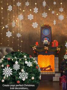 36 قطعة - زينة ثلجية لعيد الميلاد ، قلادات لتزيين شجرة عيد الميلاد ، زخارف ثلجية لامعة من البلاستيك لتزيين شجرة عيد الميلاد في الشتاء ، أحجام متنوعة ، زخارف ثلجية للأعمال اليدوية ، ديكور داخلي لعيد الميلاد وعالم الشتاء الساحر ، مناسبة لحفلات عيد الميلاد وأعياد الميلاد والاجتماعات العائلية وديكور العطلات المنزلية