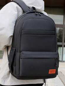 新款大容量简约初中双肩背包韩版书包大学生电脑休闲背包三件套组合包 - 黑色 - 查看 3