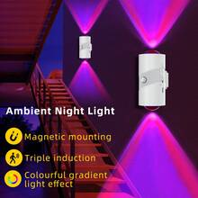 Rechargeable Battery Operated Motion Sensor Light ,Magnetic Dimmable RGB Night Light ,Wireless Wall Sconces For Bedroom,Stairs