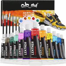 Peinture acrylique pour cuir pour la peinture de chaussures - 12 couleurs de peinture pour cuir pour la décoration de sacs et de portefeuilles, l'entretien des vestes en cuir, les artisanats DIY et la personnalisation de projets en cuir, (75 ml, 2,5 oz), 12 couleurs de peinture acrylique pour cuir, 12 ml (0,4 oz), 18/36 couleurs de peinture acrylique pour cuir, 30 ml (1,01 oz)