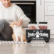 Farmhouse Storage Container - Wooden Organizer With 2 Plastic Jars - Stylish Black Design For Convenient Storage(Random Can Shape And Cans May Have Light Atscrches) - Multicolor - View 6