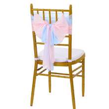 8pcs Blue Chiffon Sashes & 8pcs Pink Chiffon Sashes, Wedding Chair Covers And Aisle Decor, Suitable For Weddings, Ceremonies, Parties, Events, Banquets, Balls - Multicolor - View 10