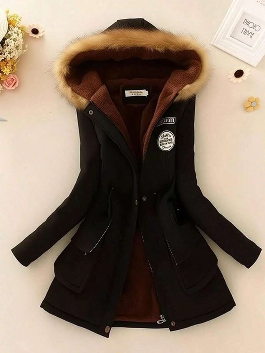 Abrigo Cálido De Felpa Gruesa De Invierno Para Mujer - Negro - Ver 1