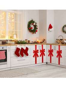 5pcs/1pc Christmas Decorative Bow Ribbons, Large Red Ribbon Bows For Cabinet, Christmas Tree, Front Door, Gift Wrapping, Holiday & New Year Decor - Multicolor - View 3