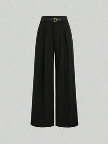 Women High Waist Loose Straight Leg Suit Pants
