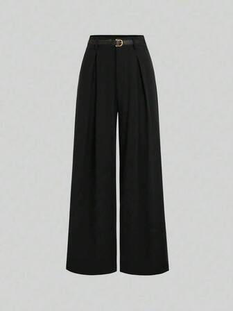 Women High Waist Loose Straight Leg Suit Pants