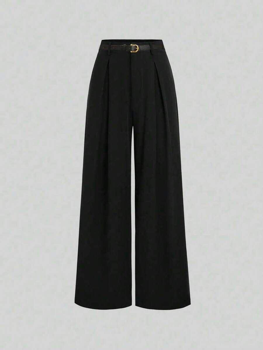 Women High Waist Loose Straight Leg Suit Pants