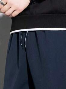 Men's Winter Lamb Wool Warm Pants, Casual Straight Leg Pants With Zipper Pockets And Drawstring, Comfortable And Easy To Match.