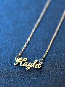 1件个性化极简DIY名字项链不锈钢颈链配饰（仅限英文名字），时尚，秋季风格，复古，极简，适合足球妈妈、休闲、复古定制、个性化、结婚纪念日、学习用品、青少年、初中、高中、大学、大一、大二、低年级学生、返校时尚 - 均碼 - 查看 4