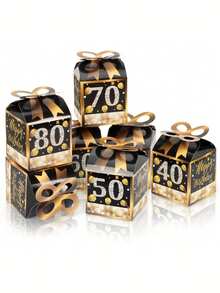 30 Peças Caixas de Presente para Festa de Aniversário Pretas, Incluindo Caixas Comemorativas de 15º, 40º, 50º, 60º, 70º e 80º Aniversário, Presentes de Festa de Aniversário, Itens Comemorativos de Aniversário, Decorações para Convidados de Casamento, Presentes para Convidados de Casamento, Presentes do Dia dos Namorados, Suprimentos de Cozinha e Bar, Lembrancinhas de Festa