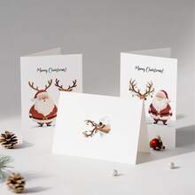 24pcs Holiday Christmas Greeting Cards With Envelopes - Various Santa Claus, Reindeer And Snowman Designs - Thanksgiving Cards, Suitable For Christmas And New Year 2025 - Paper Material