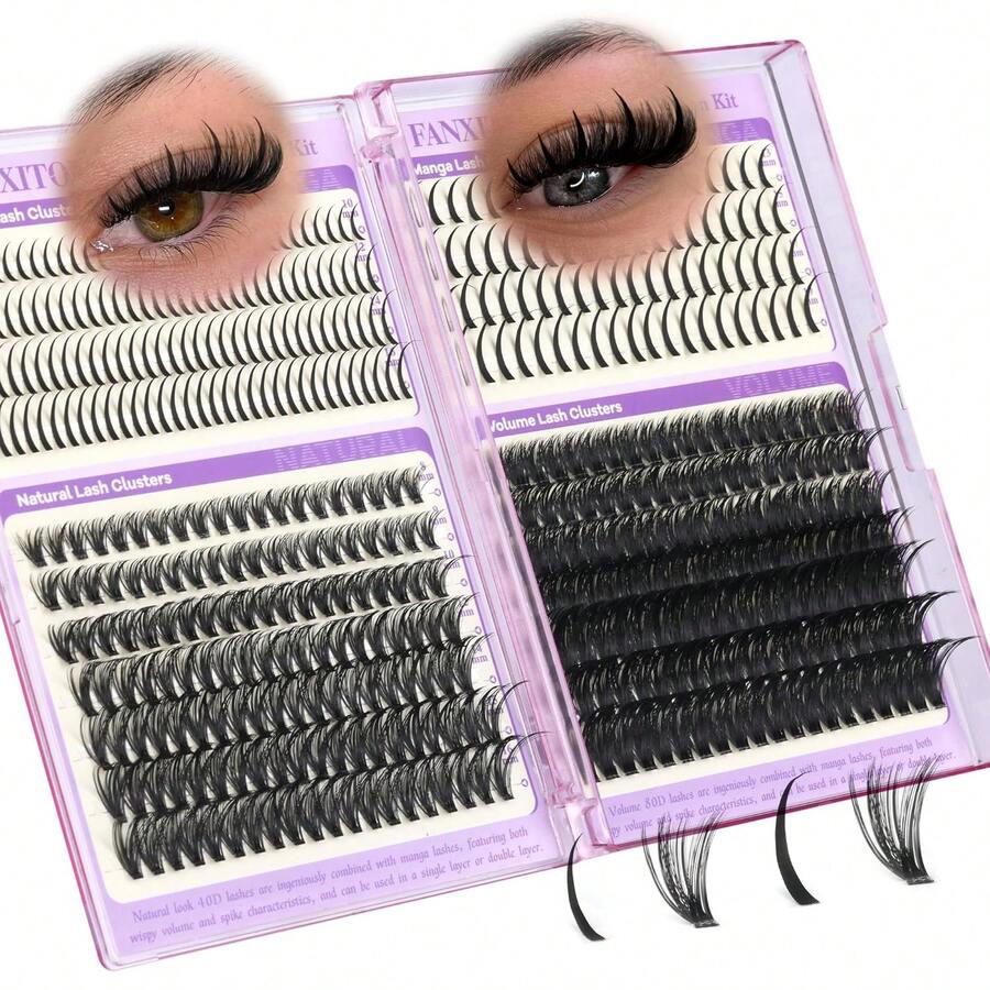 Manga Lash Clusters Natural Look Anime Japanese Eyelash Extensions 488 Pcs 8-18MM Wispy Cluster Lashes For Cosplay, Thick Volume Wet-Look And Natural 2 Styles Of Lash Extension With Thin Band - White - View 1