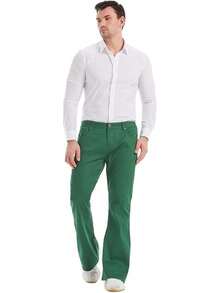 Men's Relaxed Stretch Vintage 60s 70s Bell Bottom Fit Comfort Flared Retro Leg Denim Jeanshalloween - 綠色 - 查看 2