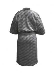 Home Elephant Grey Robe With 3D Turtle Shell Pattern, Soft And Super Absorbent - Dark Grey - View 2